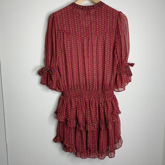 Misa Los Angeles Inge Printed Ruffle Mini Dress Womens Small New - Picture 14 of 16